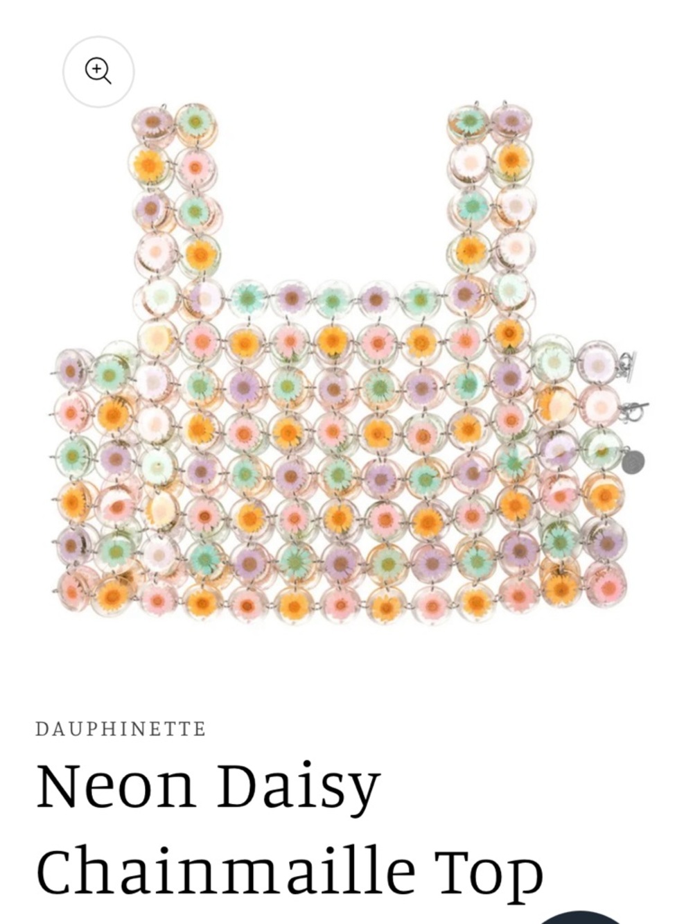 Dauphinette Neon Daisy Chainmaille Crop Top aso Hilary Duff Aso Blake Lively M - Picture 3 of 15